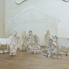 Découpes laser de Noël Crèche étable